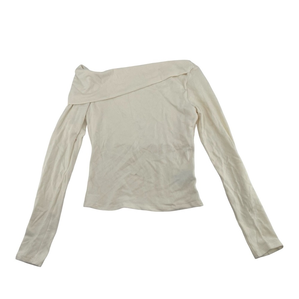 Reformation Women's Top Off Shoulder Cream Ribbed Small
